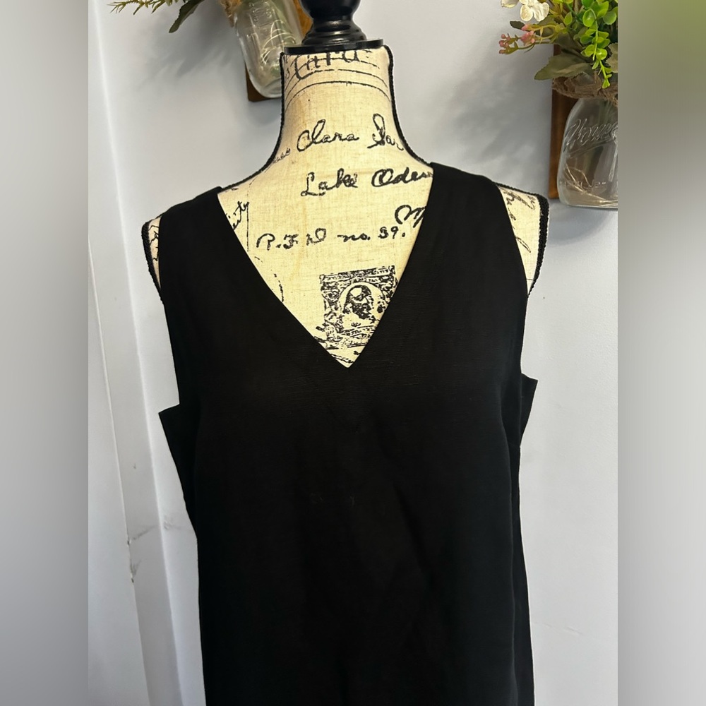 Loft MIDI dress linen viscose‎ lightweight v neck minimalist summer spring - Picture 3 of 10